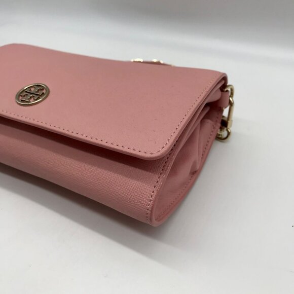 Tory Burch Pink Saffiano Leather Robinson Chain Crossbody - Picture 6 of 10